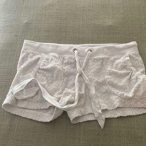 White juicy velour small drawstring shorts